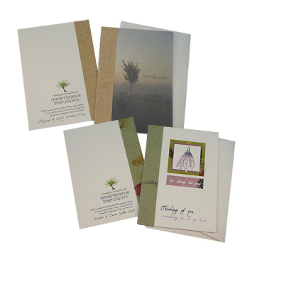Remembrance Tree Papers 100% Recycled Sympathy Cards with Handmade Paper Detailing